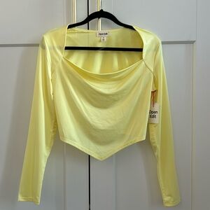 Open Edit yellow elfin crop top with square neck, M, brand new